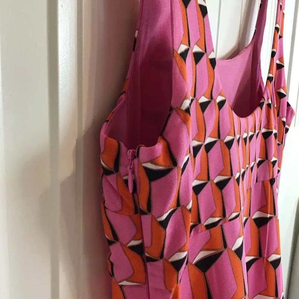 Diane von Furstenberg x Target 90's Shift Pink Martini Geo Mini Dress Size 10 - Picture 8 of 11
